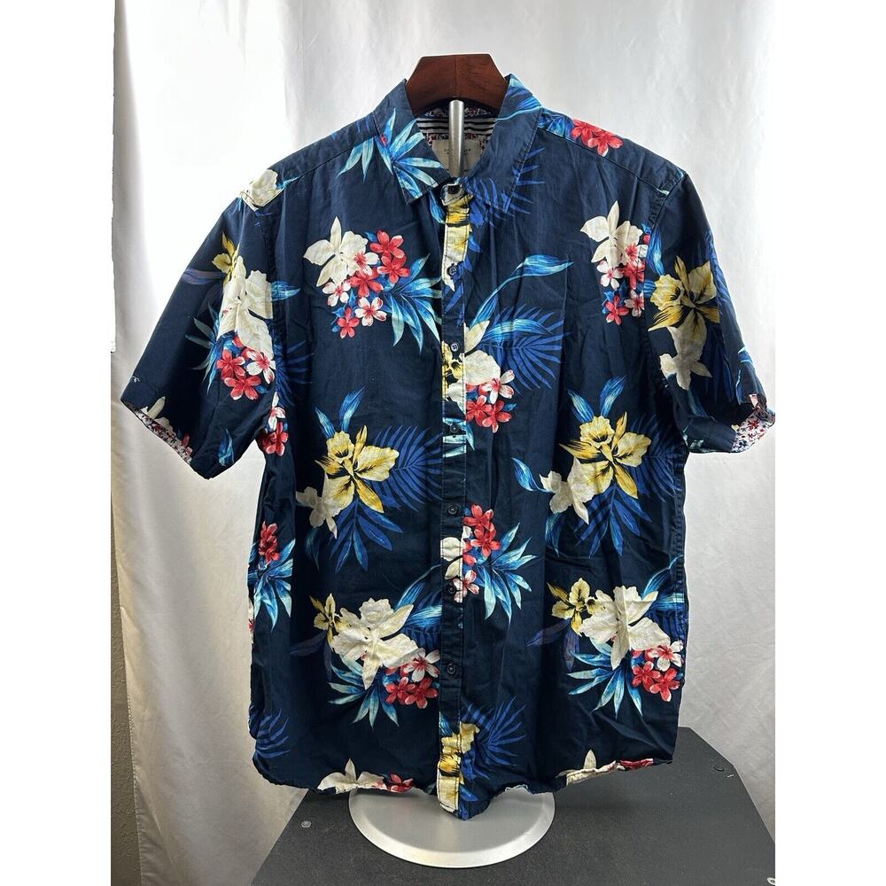 Cactus Man By Ricky Singh Men’s Casual Floral Blue Hawaiian Style Shirt Size XL